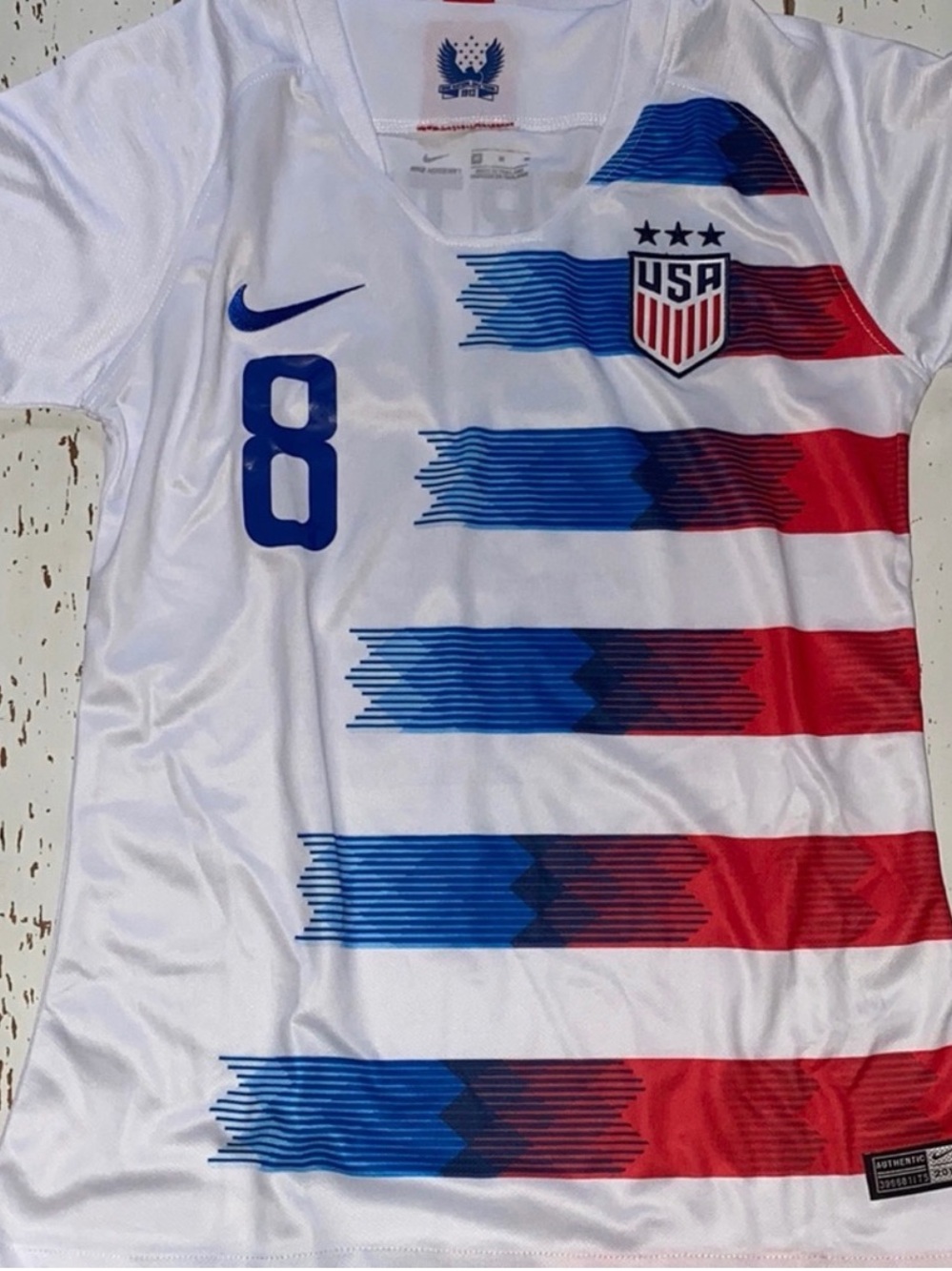 Nike USA Women's Soccer Jersey Julie Ertz #8 - White with Red & Blue Graphic